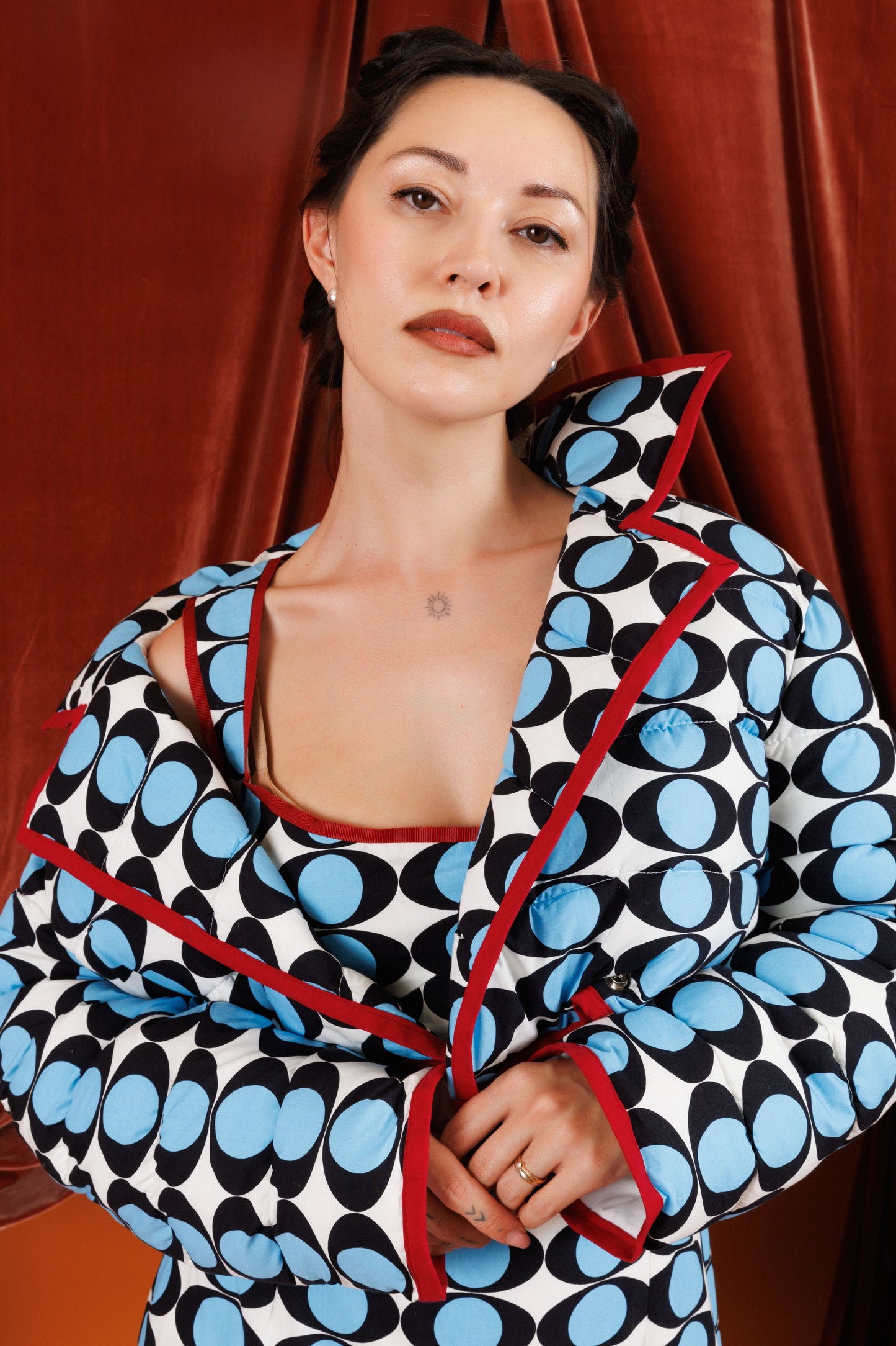 GRETA Puffer Coat in Geometric Print