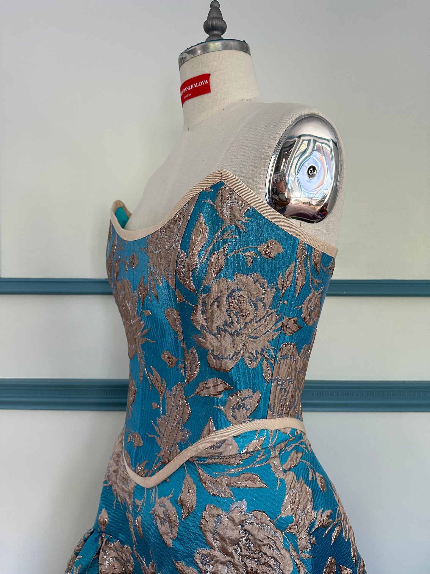 DONNA Corset in Royal Blue with Floral Pattern